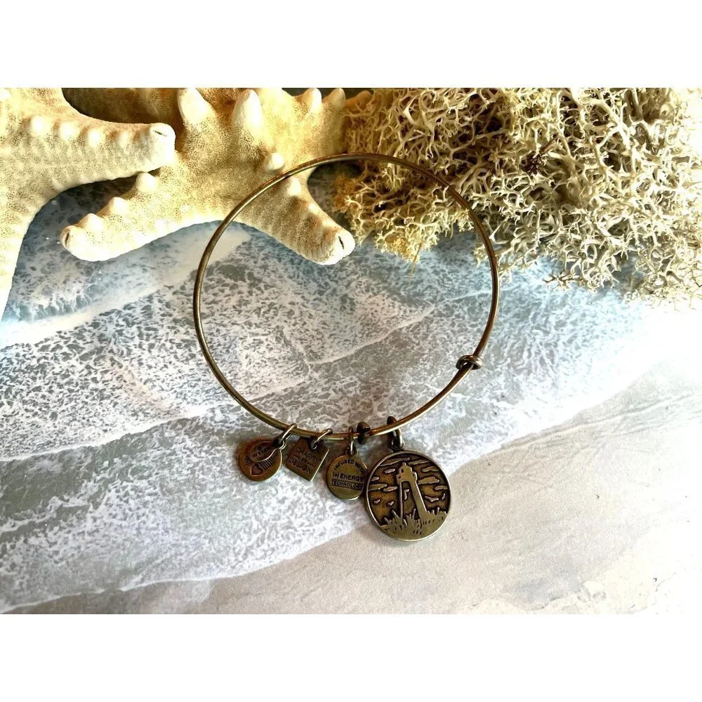 Alex and Ani Gold Bracelet Set Lighthouse & Seashell